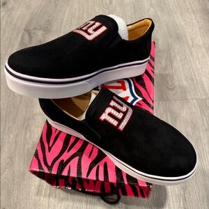 NYGiants Black Slip Ons; New!